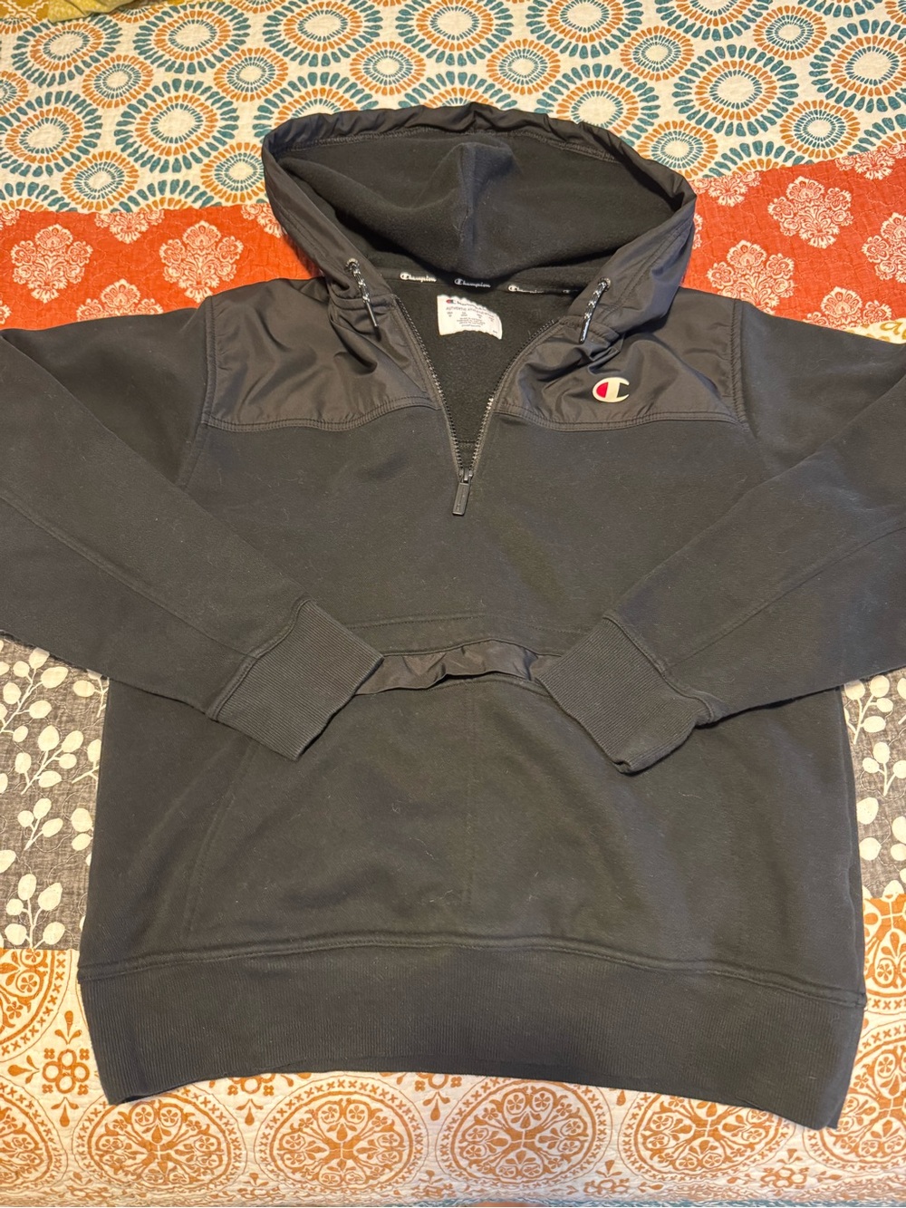 Champion Men's Black Half-Zip Pullover Hoodie